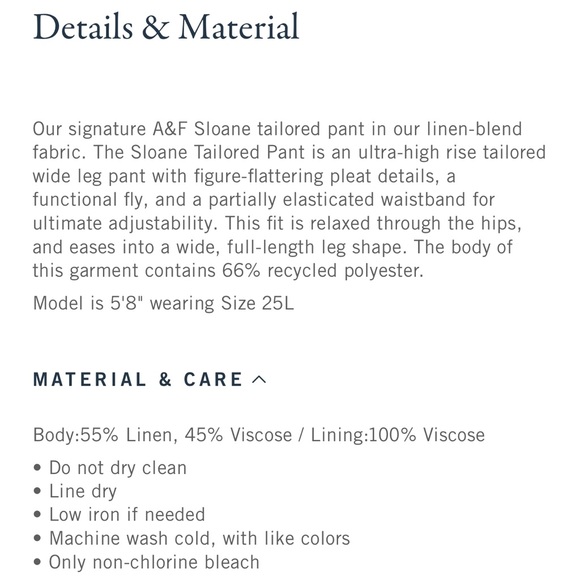 Abercrombie & Fitch A&F Sloane Linen-Blend Wide Leg Pant 27 regular - Picture 7 of 7